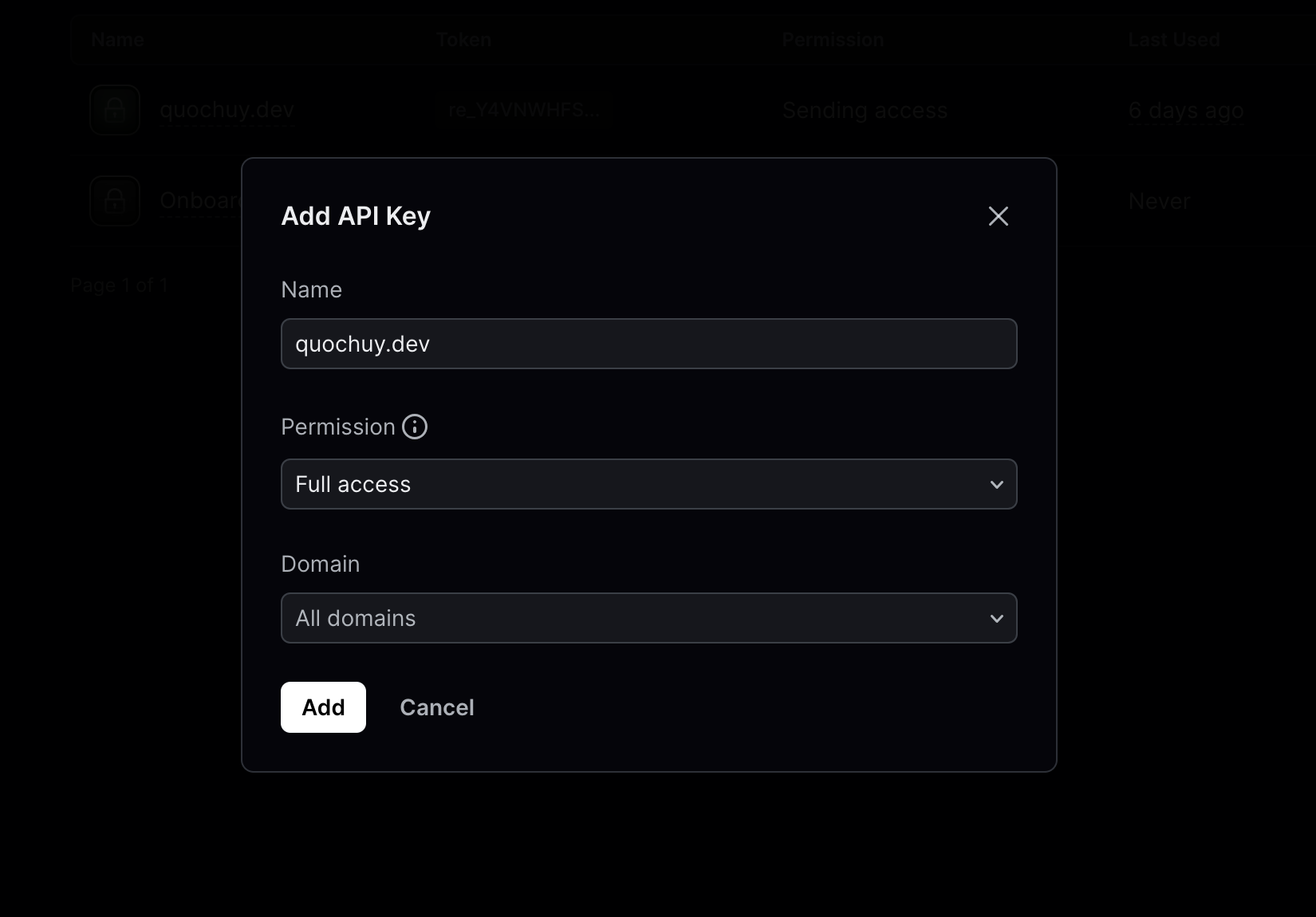 resend-create-API-key